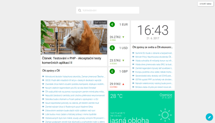 Jednodušší styl domovské stránky